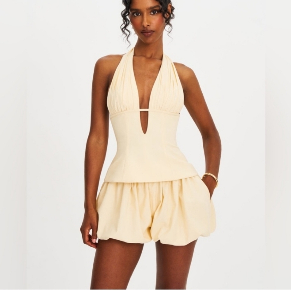 Miss Circle Baubble Shorts With Top Set With Linen Blend Sz-M